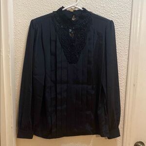 Worthington Black Lace Detail Women's Top 8